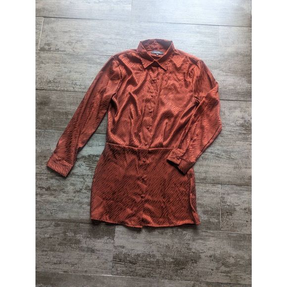 ANTHRO LEA & VIOLA Zebra Print Long Sleeve Shirtdress - Picture 2 of 7